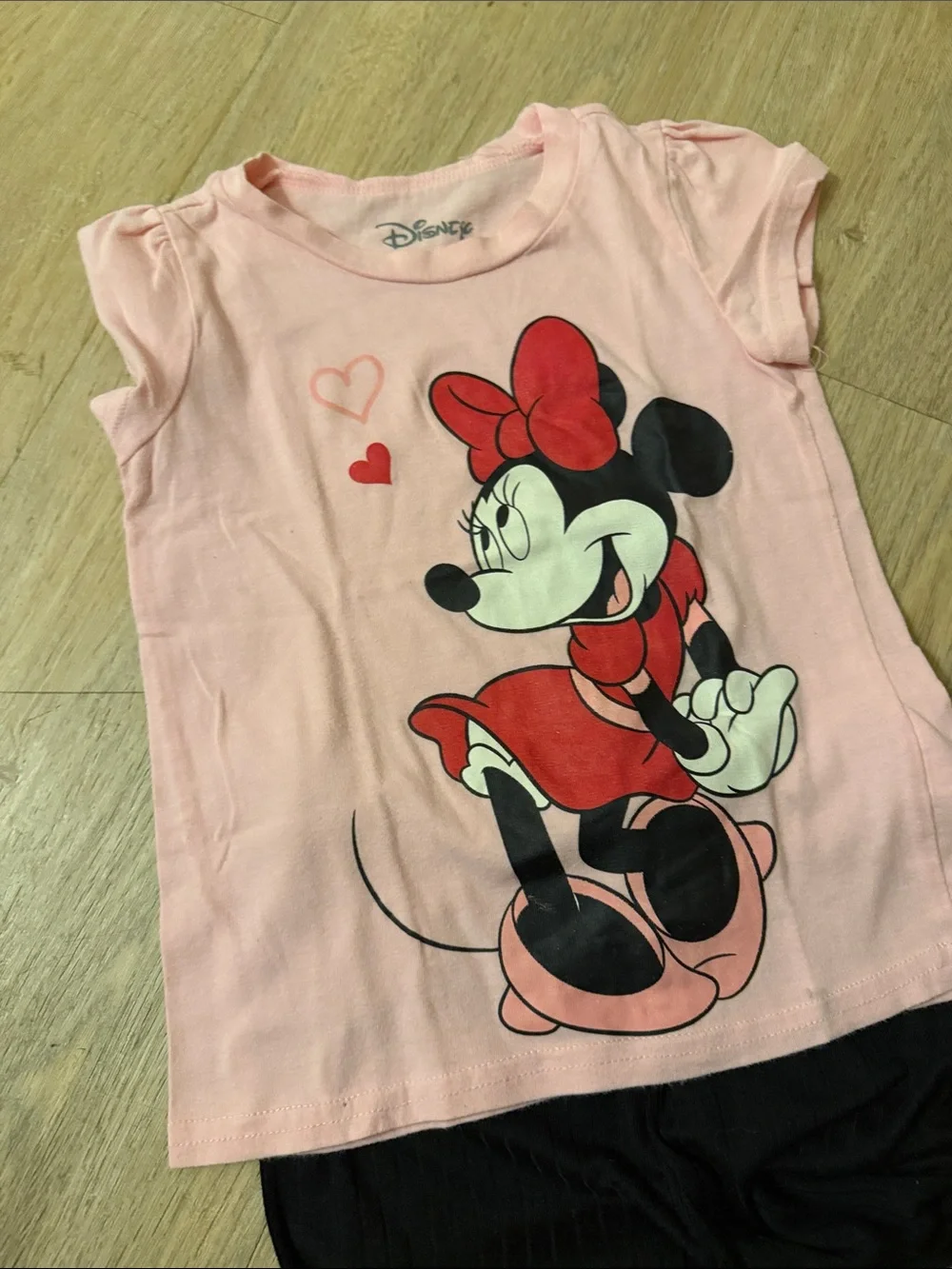 Disney Pink & Black Minnie Mouse Two-Piece Pajama Set
